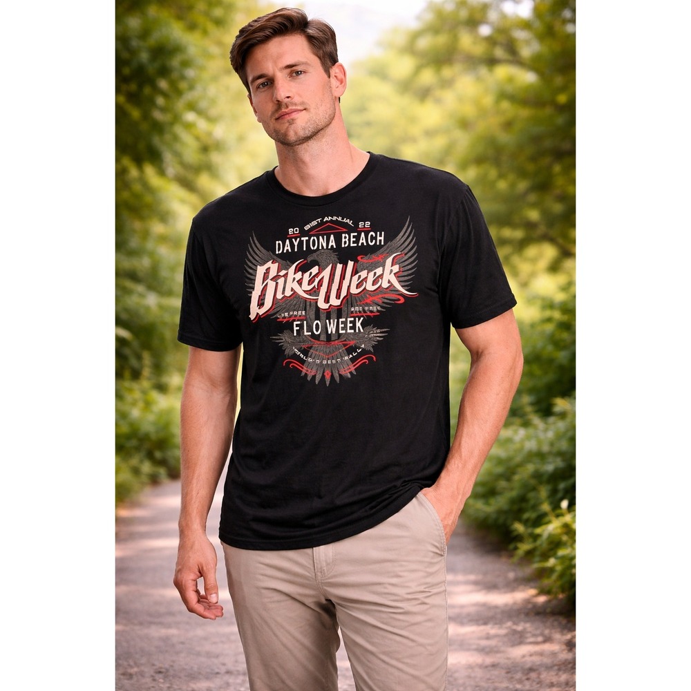 Daytona Bike Week 2022 T Shirt L Black Eagle Graphic‎ Gildan Florida
